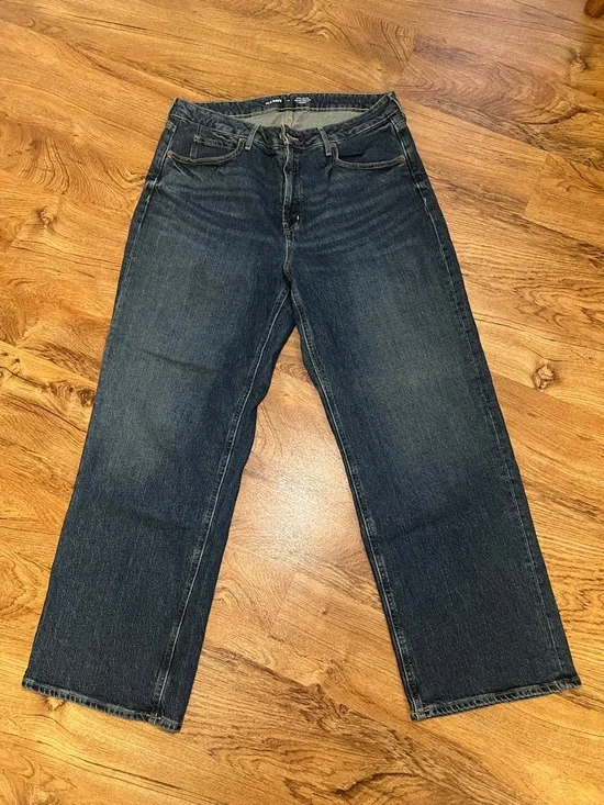 Old Navy Sky-Hi Wide Leg Jeans Size 16 Extra High Rise Medium Wash Denim - Picture 1 of 9
